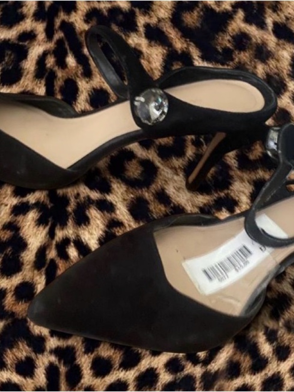Banana Republic Black Pointed Mary Jane Heels with Jewel Detail
